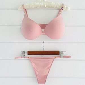 Victoria’s Secret Love By Victoria Bra & Panty Set Demure Pink 32DDD & Large NWT